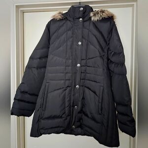 London Fog Puffer Coat with Faux Fur Trim